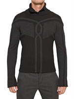 BIKKEMBERGS - RIBBED KNIT MOTIF WOOL SWEATER