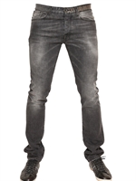 BIKKEMBERGS - DENIM JEANS CON MEZZA CINTURA LOGATA