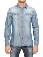 BIKKEMBERGS - CAMICIA IN DENIM DI COTONE CON LOGO