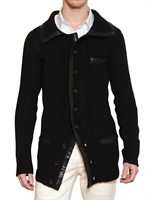 JOHN GALLIANO - LEATHER TRIM SILK BLEND KNIT SWEATER