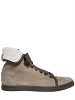 LANVIN - SHEARLING SUEDE HIGH SNEAKERS