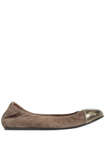 LANVIN - SUEDE METALLIC TOE BALLERINA FLATS