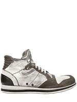 ALBERTO FASCIANI - WASHED CALF AND SUEDE HIGH SNEAKERS
