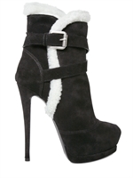 GIUSEPPE ZANOTTI - 150MM SUEDE ECO FUR PIPING LOW BOOTS