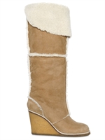 CHLOE' - 90MM SHEARLING BOOT WEDGES