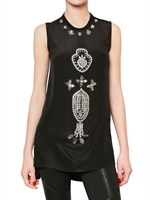 GIVENCHY - SWAROVSKI APPLIQUÉ CREPE DE CHINE TOP