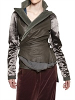 HAIDER ACKERMANN - SILK SATIN SLEEVED NAPPA LEATHER JACKET