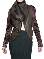 HAIDER ACKERMANN - SILK SATIN SLEEVES DRAPED NAPPA LEATHER