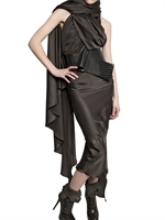 HAIDER ACKERMANN - DRAPED SILK SATIN DRESS - CHARCOAL