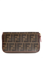 FENDI - PORTAFOGLIO CON STAMPA JACQUARD LOGO CON ZIP - MARRONE