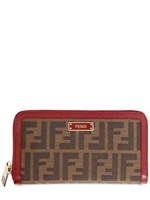 FENDI - PORTAFOGLIO CON STAMPA JACQUARD LOGO CON ZIP - MARRONE