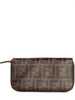 FENDI - PORTAFOGLIO CON STAMPA JACQUARD LOGO CON ZIP - TABACCO