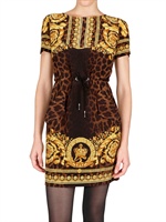 VERSACE - BAROCK ANIMALIER CREPE DE CHIN KLEID