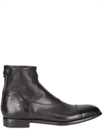 ALBERTO FASCIANI - VINTAGED CALFSKIN LOW BOOTS - BLACK