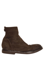 ALBERTO FASCIANI - WAXED VINTAGE EFFECT CRUST LEATHER BOOTS - DARK BROWN