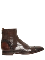 ALBERTO FASCIANI - VINTAGED HORSE LEATHER LOW BOOTS - BROWN