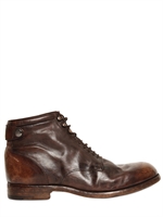 ALBERTO FASCIANI - VINTAGED HORSE LEATHER LOW BOOTS - BROWN
