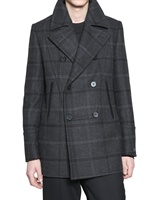 GIVENCHY - DOUBLE BREASTED CHECKED FLANNEL COAT