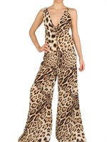 ROBERTO CAVALLI - LEOPARD PRINT CREPE DE CHINE JUMPSUIT