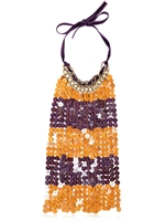 MAURIZIO PECORARO - SEQUINS, CHAIN & VELVET RIBBON NECKLACE