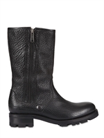 JIL SANDER - TEXTURED LEATHER BIKER BOOTS