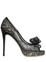 VALENTINO - 120MM LACE BOW OPEN TOE PUMPS