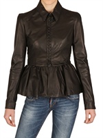 DSQUARED - RUFFLED BOTTOM NAPPA LEATHER JACKET