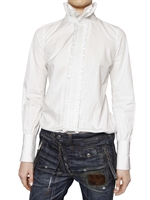 DSQUARED - RUFFLED COTTON POPLIN SHIRT