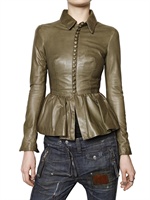 DSQUARED - RUFFLED BOTTOM NAPPA LEATHER JACKET