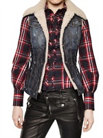DSQUARED - LAMBFUR  DENIM VEST