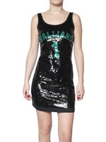 GALLIANO - SEQUIN LOGO JERSEY TANK KLEID
