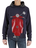 MALPH - FELPA STAMPA VESPA E CAPPUCCIO STILE CASCO