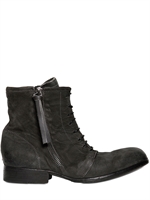 BB BRUNO BORDESE WASHED - 20MM WASHED LEATHER LACED LOW BOOTS