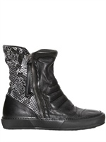 BB BRUNO BORDESE WASHED - PYTHON PRINT CALFSKIN HIGH TOP SNEAKERS