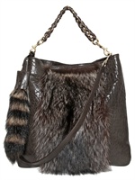 ELENA GHISELLINI - LARA WASCHBÄR FELL TEXTURED NAPPA HANDTASCHE