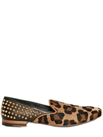 GIACOMORELLI - PRINTED PONYSKIN SPIKE STUDDED LOAFERS