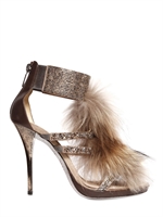 RENE CAOVILLA - 110MM SWAROVSKI AND FOX FUR SANDALS