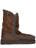 MOU - ESKIMO METALLIC CALFSKIN SHORT BOOTS - BROWN