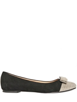 SALVATORE FERRAGAMO - CHAINED BOW SUEDE FLATS