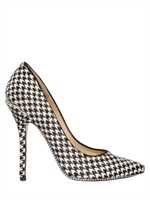 SALVATORE FERRAGAMO - 100MM HOUNDSTOOTH PONYSKIN PUMPS
