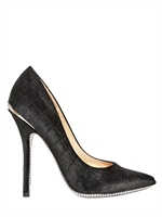 SALVATORE FERRAGAMO - 100MM CROCO EMBOSSED SUEDE PUMPS