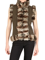 VICEDOMINI - RABBITFUR TRIM ON CASHMERE KNIT FUR COAT