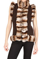 VICEDOMINI - RABBITFUR TRIM ON CASHMERE KNIT FUR COAT