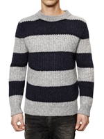 CLOSED - WOOL ALPACA STRIPED RIBBED KNIT SWEATER