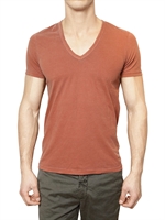 CLOSED - DYED COTTON JERSEY V-NECK T-SHIRT