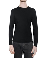 RALPH LAUREN BLACK LABEL - LEATHER PATCH WOOL JERSEY T-SHIRT