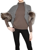 IEL COLLECTION - WOOL KNIT WITH FOX FUR SWEATER