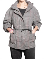 SUZIE WINKLE - HOODED PRINCE OF WALES CHECK WOOL JACKET