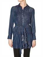 AVANTGARD DENIM - RÜSCHEN CHANBRAY DENIM KURZES KLEID