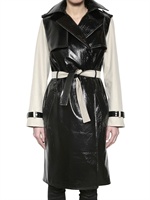 LAHSSAN - GABARDINE SLEEVE AND VINYL TRENCH COAT